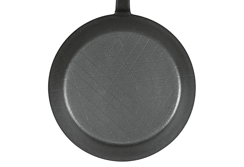 TURK Servierpfanne schmiedeeisern Ø28cm mit gebogenem Stiel und hohem Rand schwarz