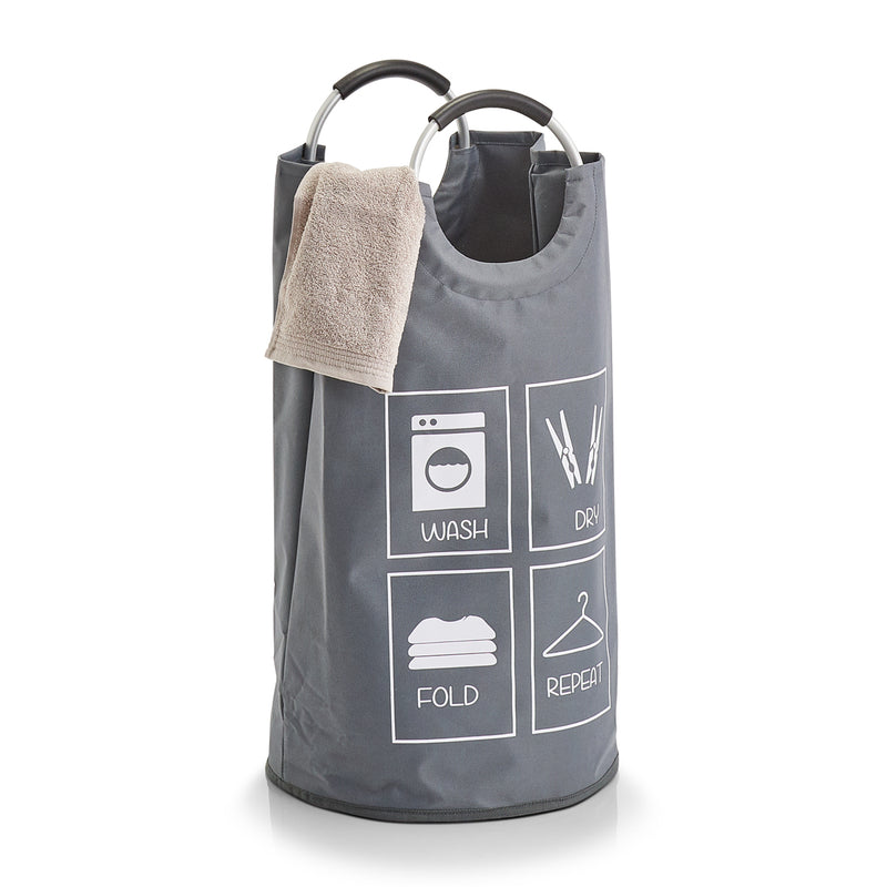 ZELLER PRESENT Wäschesammler mit Griffen ø36x72cm grau