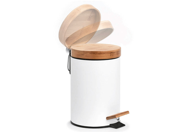 ZELLER PRESENT Kosmetikeimer soft-close 3l Ø16,8x24cm Metall/Bambus weiß