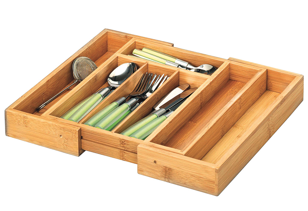 ZELLER PRESENT Besteckkasten Bamboo ausziehbar 5 - Fächer 28,5-40x33x5cm natur