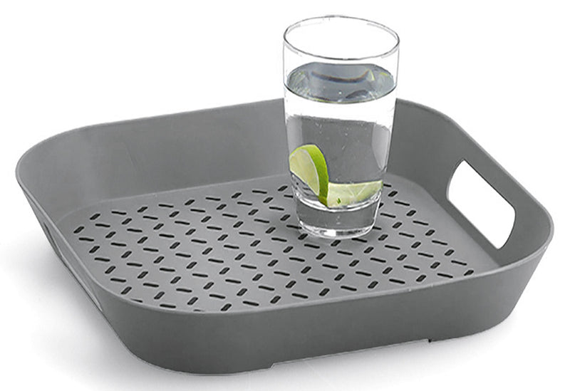 ZELLER PRESENT Tablett m. Anti-Rutsch-Belag Kunststoff sort. 34x34x4,3cm