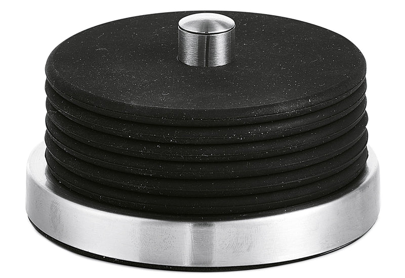 ZELLER PRESENT Glas-Untersetzer Edelstahl / Silikon 6cm Ø10cm schwarz 7teilig