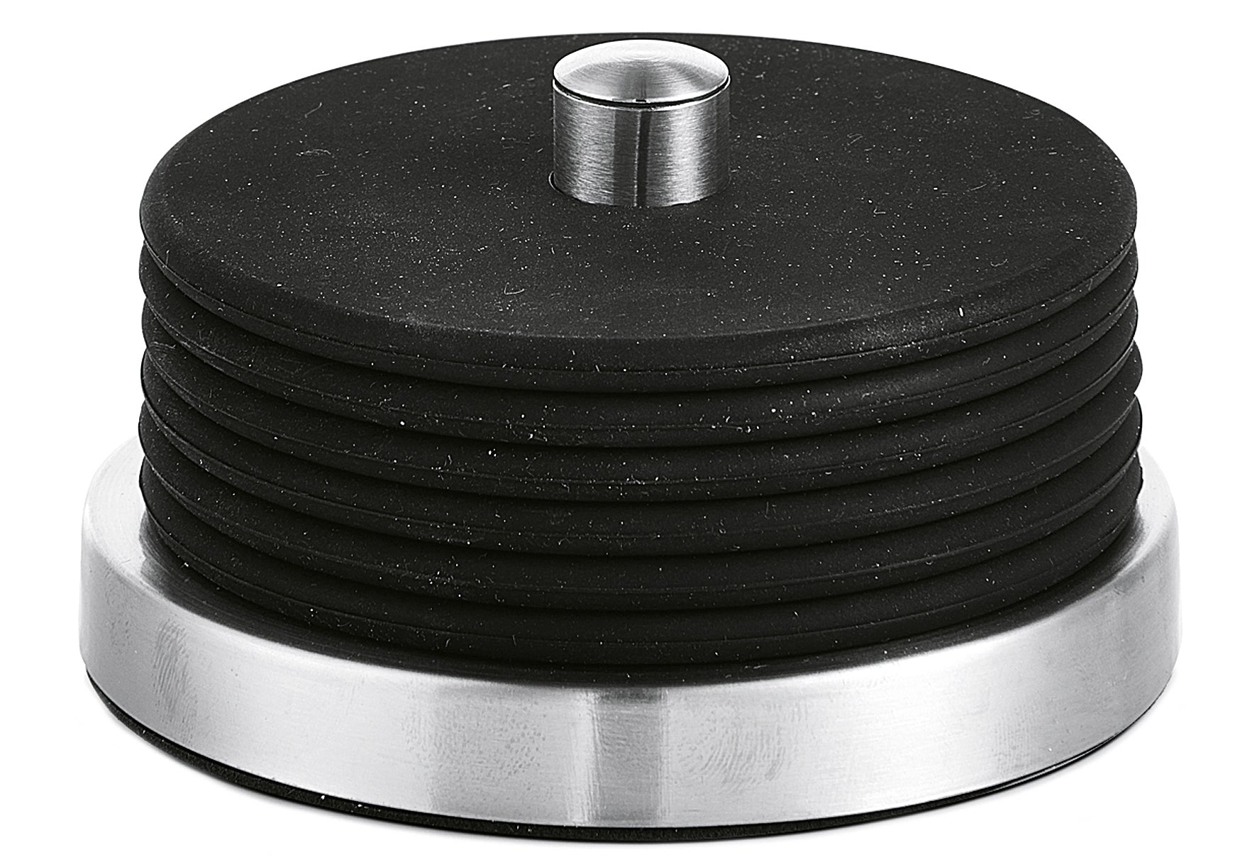 ZELLER PRESENT Glas-Untersetzer Edelstahl / Silikon 6cm Ø10cm schwarz 7teilig