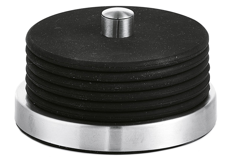 ZELLER PRESENT Glas-Untersetzer Edelstahl / Silikon 6cm Ø10cm schwarz 7teilig