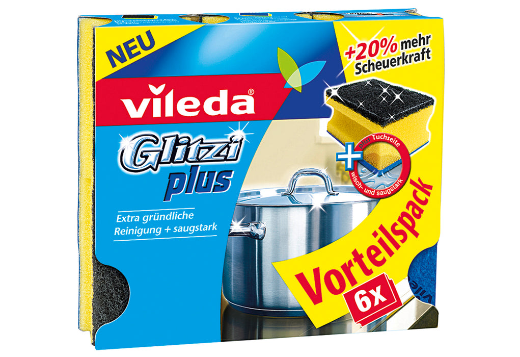 VILEDA Schwamm Glitzi plus Antibac 6er Pack