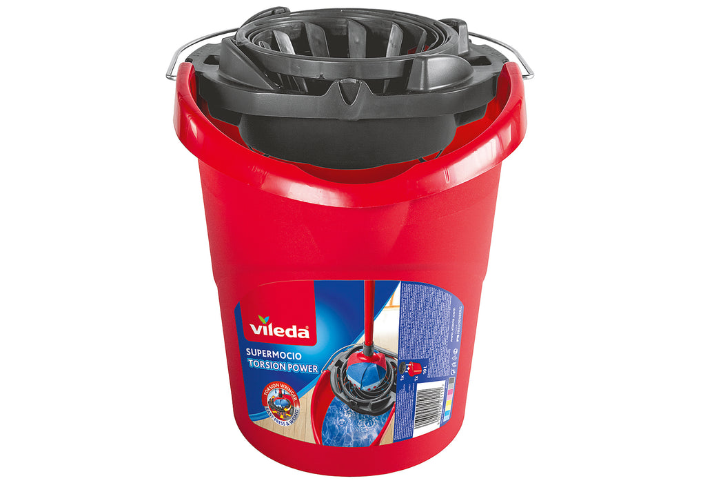 VILEDA Putzeimer SuperMocio mit Powerpresse 12 l rot/grau