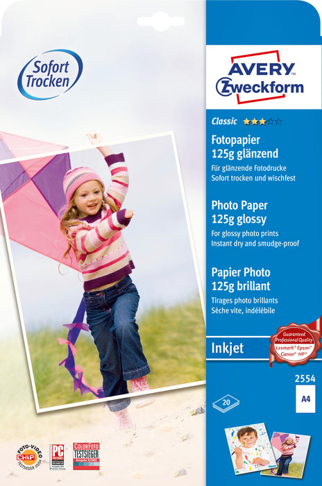 AVERY ZWECKFORM Fotopapier 2554 Classic Inkjet 125g A4 20 Blatt