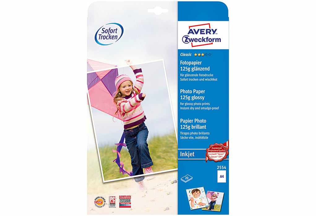 AVERY ZWECKFORM Fotopapier 2554 Classic Inkjet 125g A4 20 Blatt