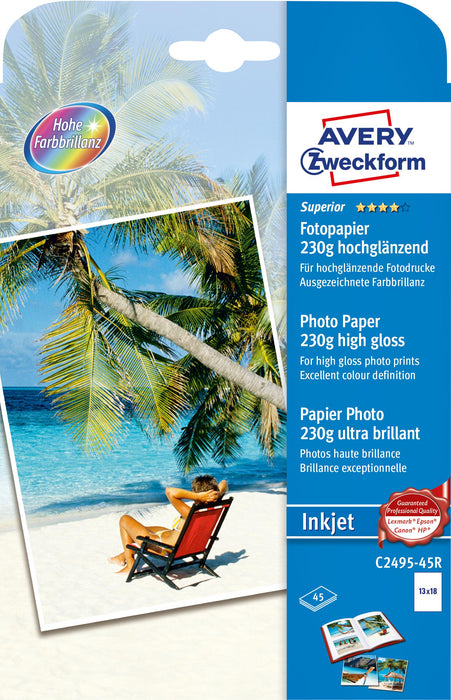 AVERY ZWECKFORM Fotopapier C2495-45R Superior Inkjet 230g 13x18cm 45 Blatt