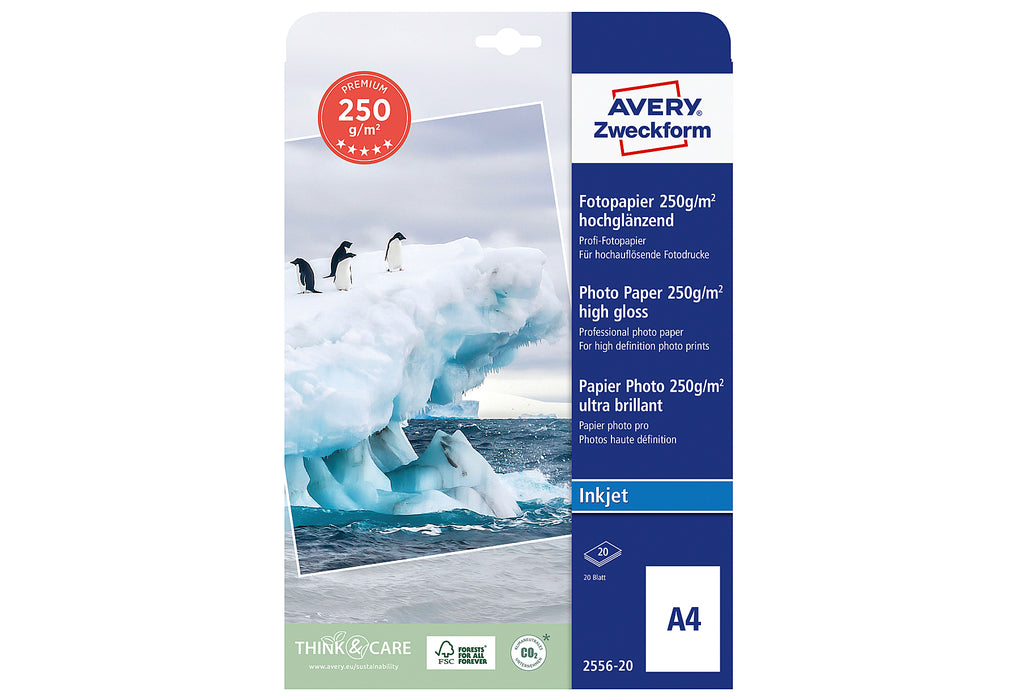 AVERY ZWECKFORM Fotopapier Premium Inkjet 2556-20 A4 250g 20Blatt