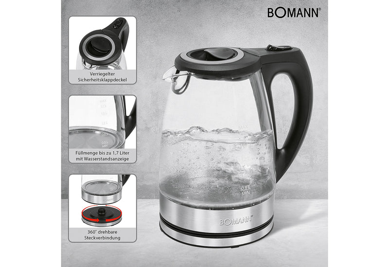 BOMANN WKS 6032 G CB Wasserkocher 1,7l 2200W Glas/Edelstahl