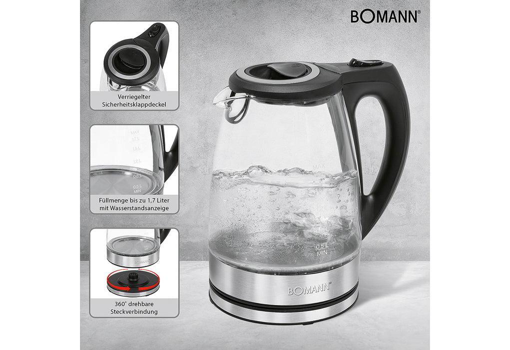 BOMANN WKS 6032 G CB Wasserkocher 1,7l 2200W Glas/Edelstahl