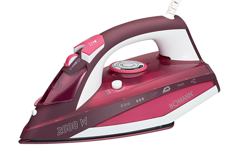 BOMANN DB6005 CB Dampfbügeleisen Keramiksohle 2600 W weiß/rot
