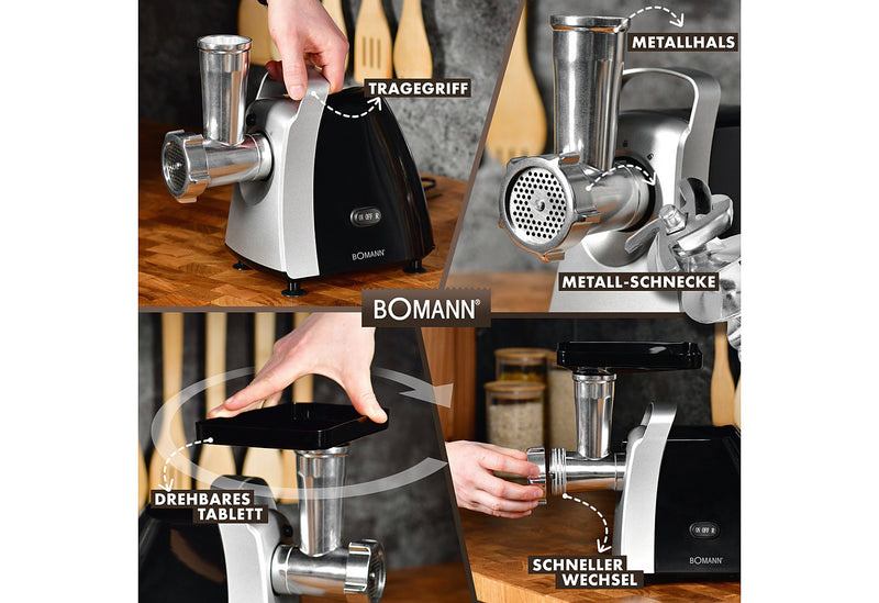 BOMANN Fleischwolf FW6067CB 1000W Edelstahl/schwarz