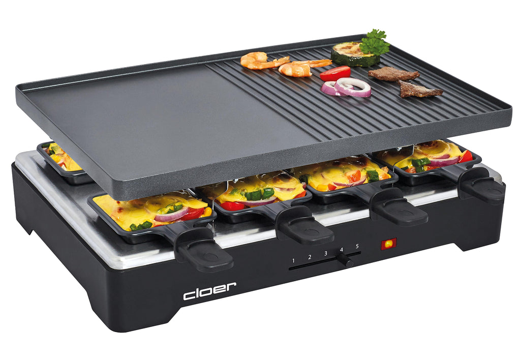 CLOER Raclettegrill 6446 8 Pfännchen 1200Watt