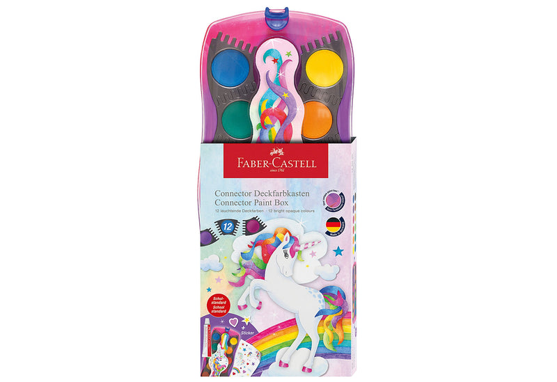 FABER CASTELL Farbkasten Connector Einhorn 12er+ Deckweiß