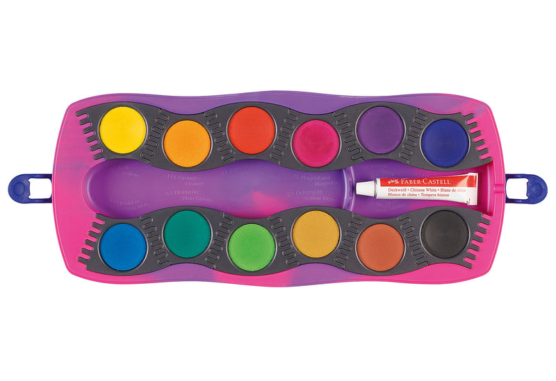 FABER CASTELL Farbkasten Connector Einhorn 12er+ Deckweiß