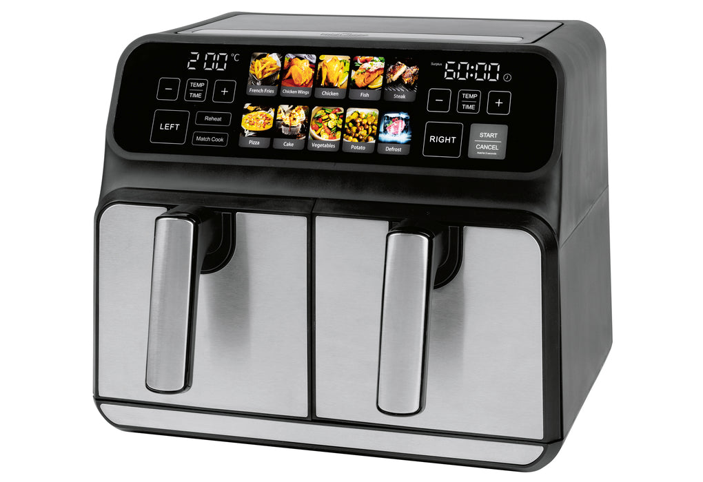 PROFI COOK Doppel-Heißluft-Fritteuse PC-FR 1287 H 8l 2200W Edelstahl/schwarz