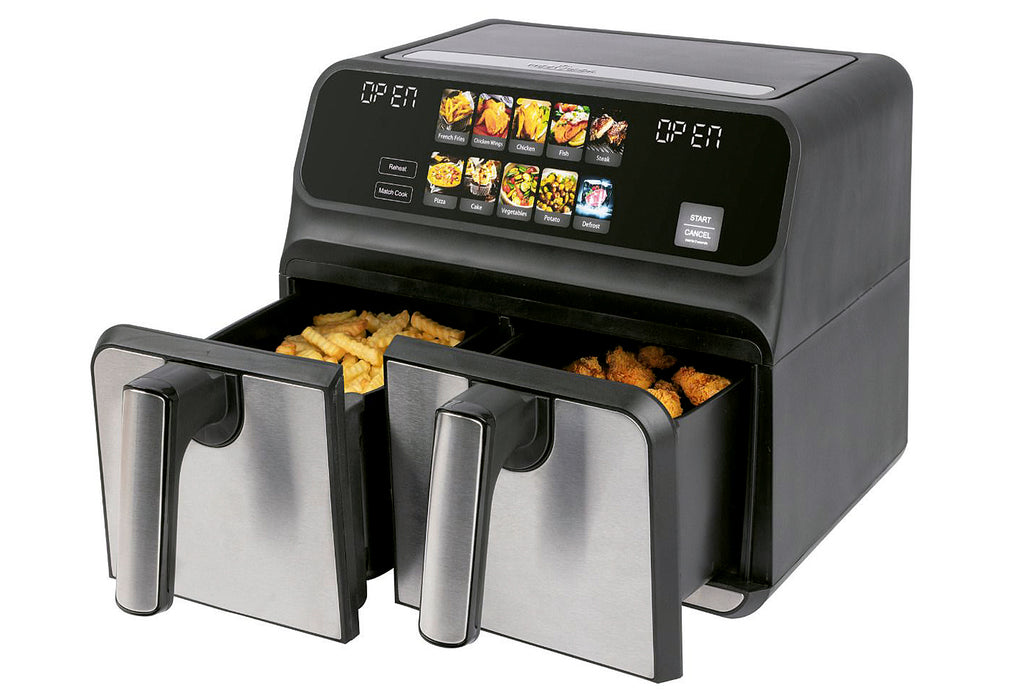 PROFI COOK Doppel-Heißluft-Fritteuse PC-FR 1287 H 8l 2200W Edelstahl/schwarz