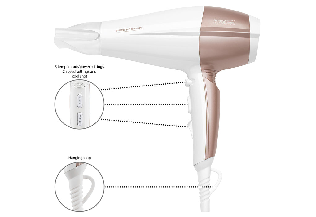 PROFICARE PC-HT 3010 Haartrockner 2200W Ionic weiß