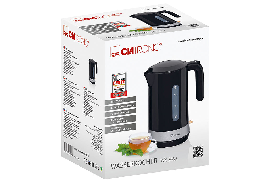 CLATRONIC Wasserkocher WK 3452 1,8l 2200W schwarz Cordless