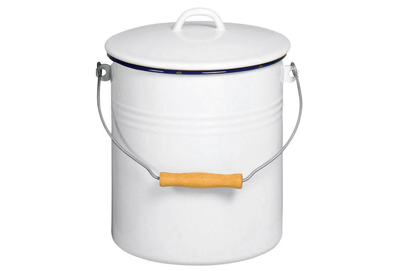 KARL KRÜGER Eimer mit Deckel 10 l 32cm Ø25cm emailliert weiß