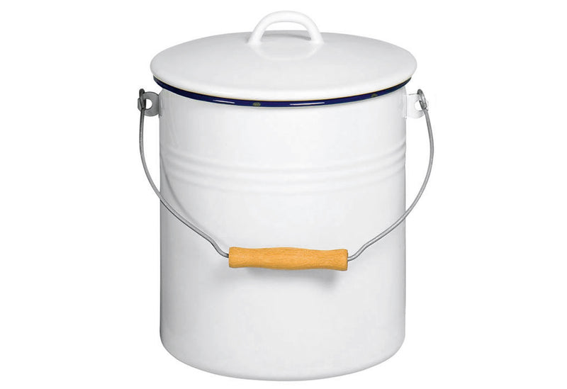KARL KRÜGER Eimer mit Deckel 10 l 32cm Ø25cm emailliert weiß