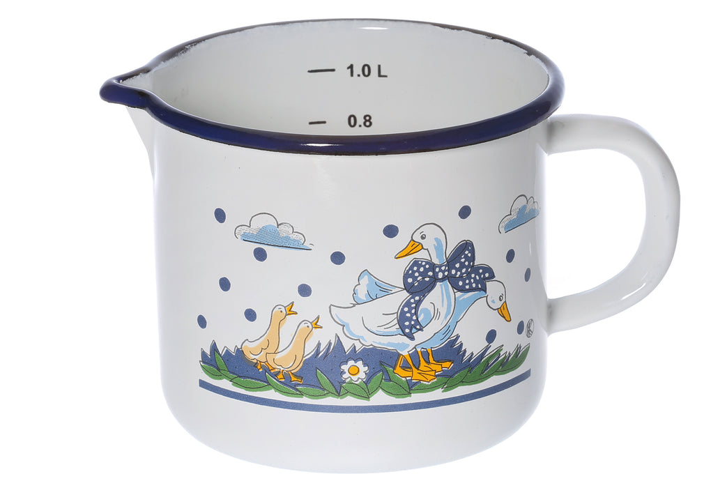 KARL KRÜGER Milchtopf Gänseglück mit Ausguss 1,25 l Ø12cm emailliert