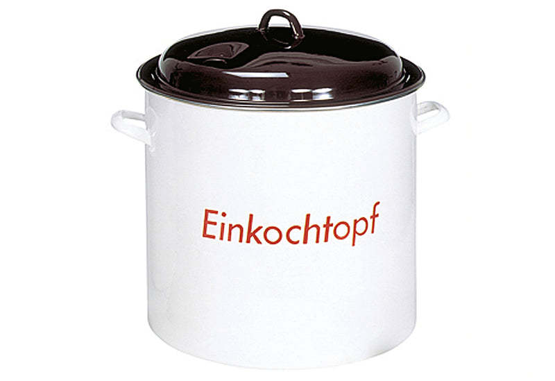 KARL KRÜGER Einkochtopf mit Metalldeckel mit Öffnung für Thermometer 27 l Ø35cm emailliert weiß