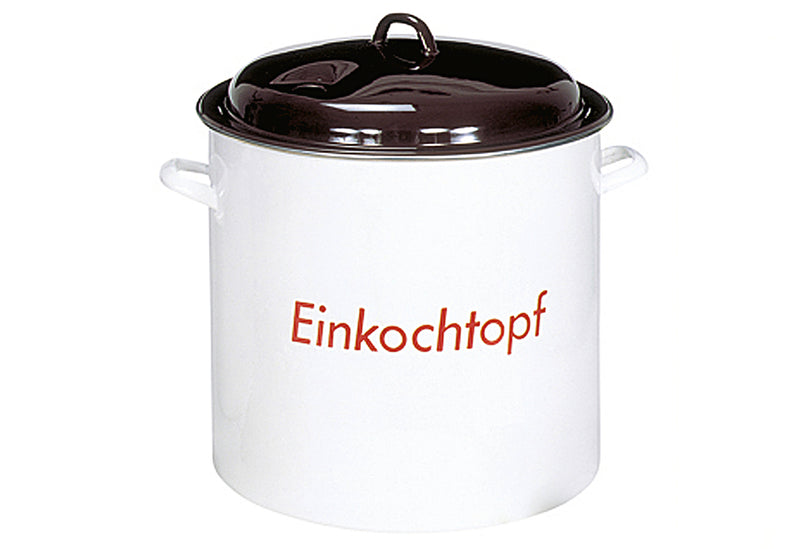 KARL KRÜGER Einkochtopf mit Metalldeckel mit Öffnung für Thermometer 27 l Ø35cm emailliert weiß
