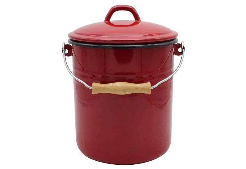 KARL KRÜGER Mülleimer mit Deckel Emaille 3l rot