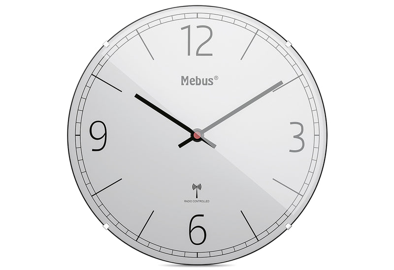 MEBUS Funkwanduhr Ø30cm hellgrau