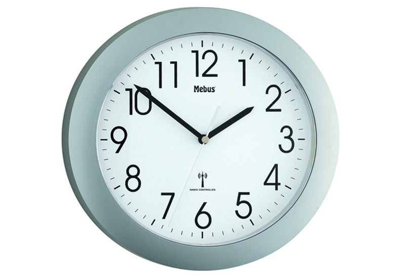 MEBUS Funkwanduhr 52451 Ø25cm silber