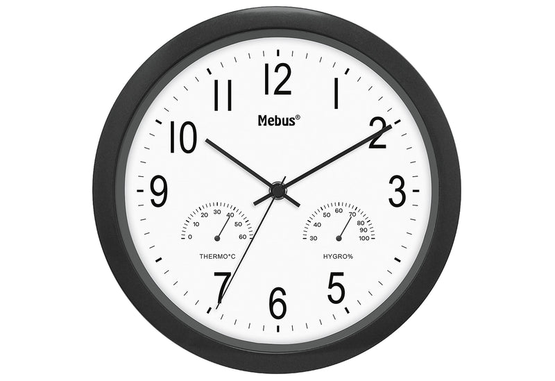 MEBUS Quarz Wanduhr Ø26cm schwarz