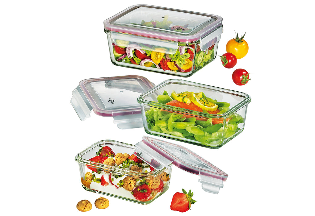 KÜCHENPROFI Lunchbox/Vorratsdosen-Set Glas rechteckig 3tlg.