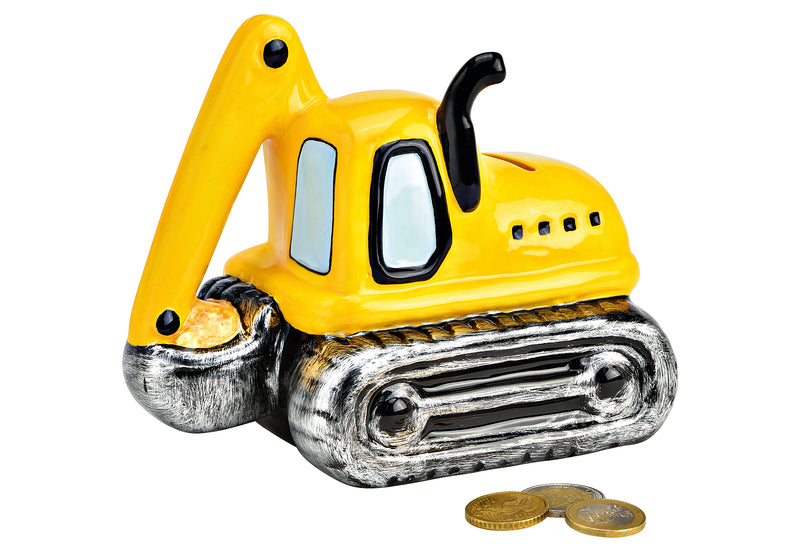 Spardose Bagger 16x14x11cm Keramik gelb