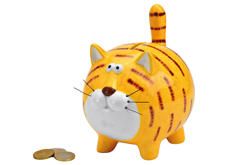 Spardose Katze Keramik 14x17x12cm gelb