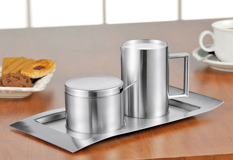 ESMEYER Milch- und Zuckerset Wave Edelstahl 18/10 5teilig