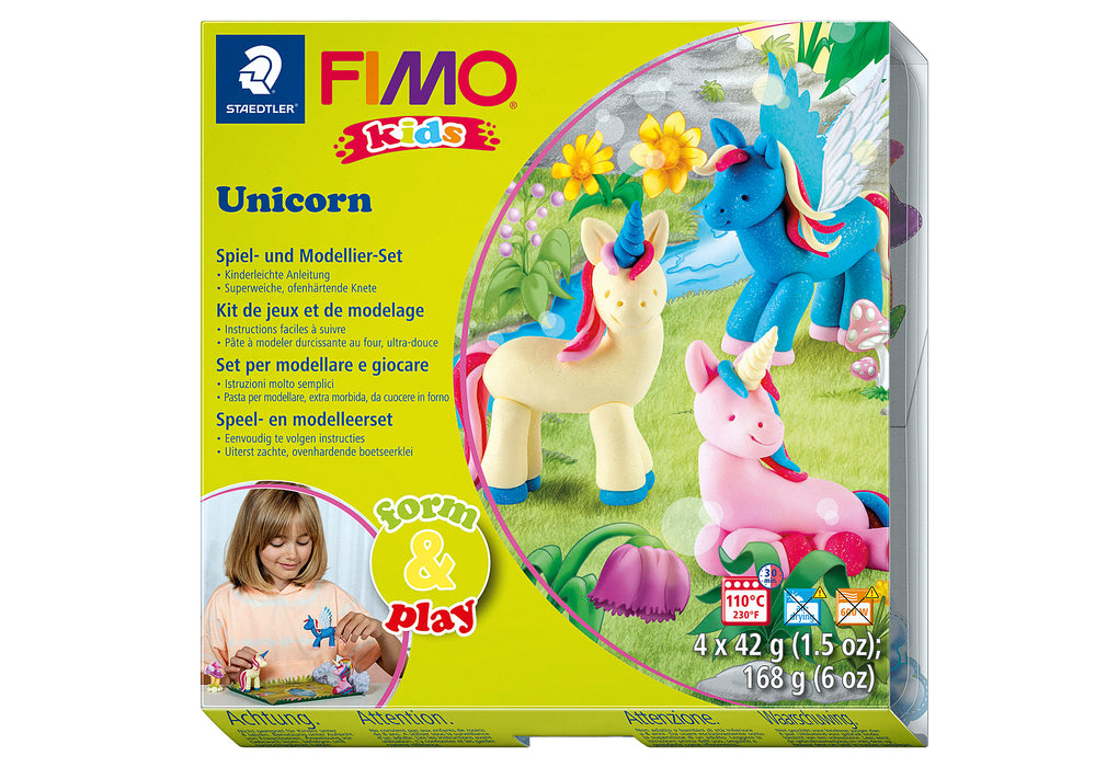 STAEDTLER Modelliermasse Fimo kids Form&Play Unicorn 6er SZ