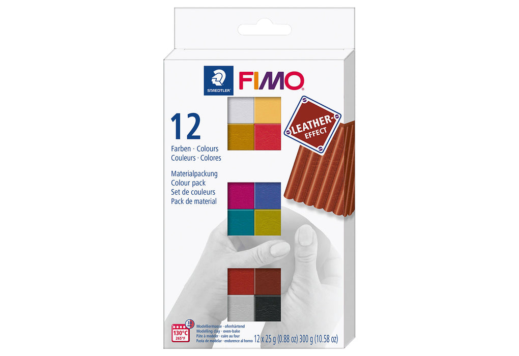 STAEDTLER Modelliermasse Fimo 12er sortierte Effektfarben Leder