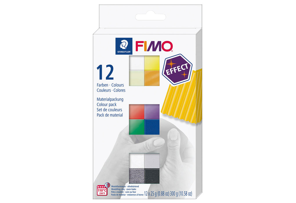 STAEDTLER Modelliermasse Fimo 12er sortierte Effektfarben