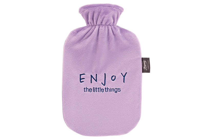 FASHY Wärmflasche Flauschbezug und Stickerei 2l flieder