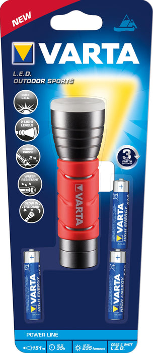 VARTA Taschenlampe F10 Outdoor Sports mit 3 AAA Batterien