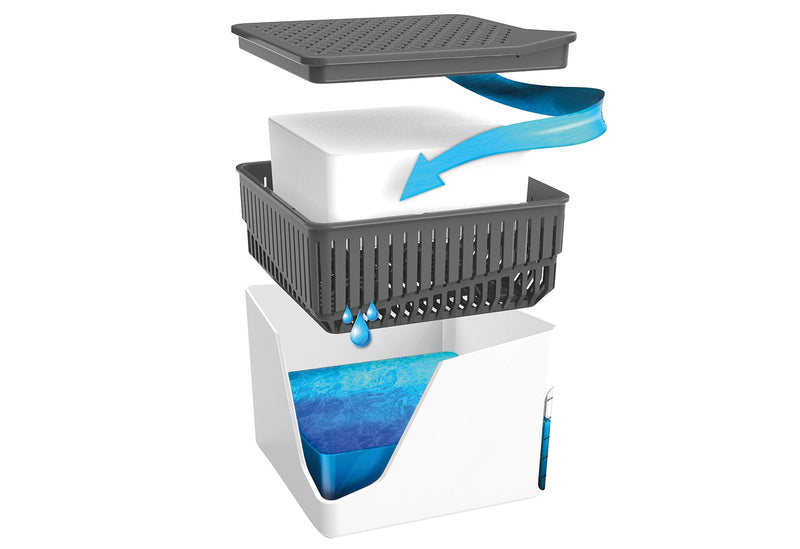 WENKO Raumentfeuchter Cube 1000g 16,5x15,7x16,5cm weiss grau