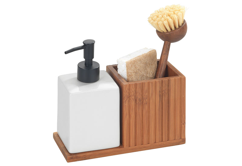WENKO Spülmittelspender mit Utensilienhalter Mera