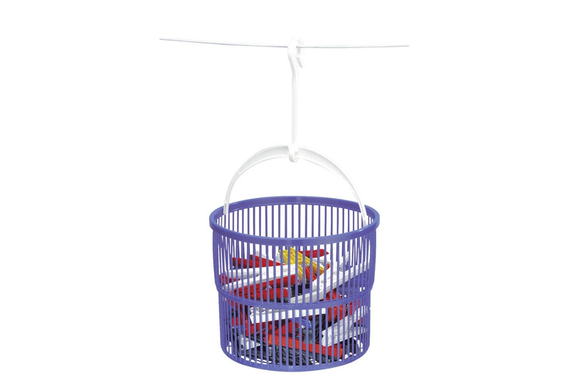 WENKO Wäscheklammer-Korb mit 30 Klammern Kunststoff 9cm Ø19cm blau