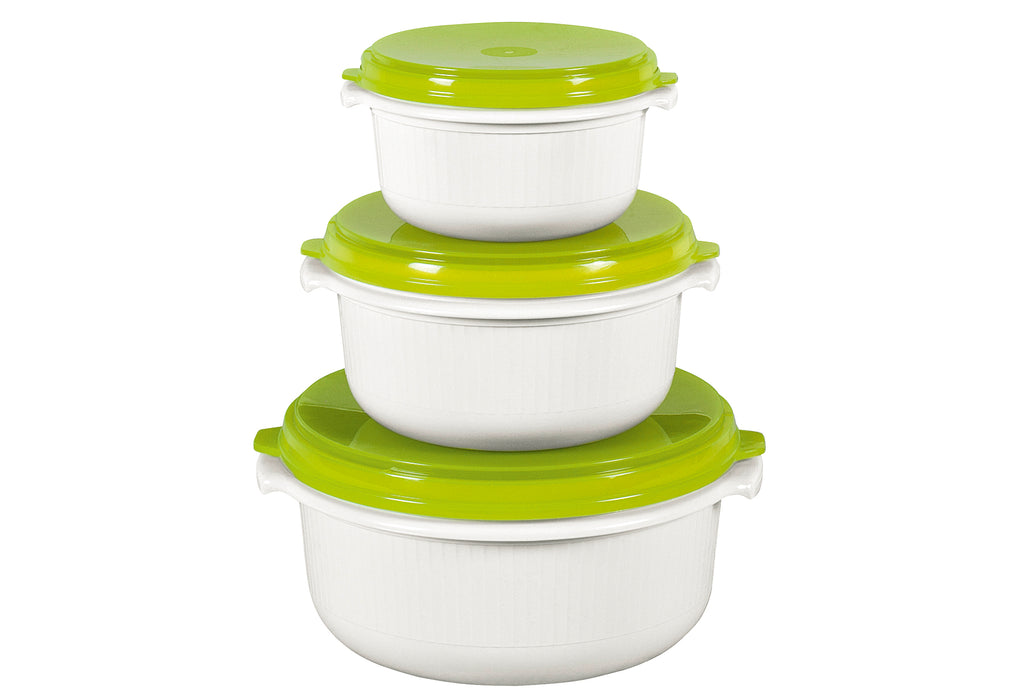 EMSA Mikrowellentopfset Micro Family 0,5/1/1,5 l weiß/limette 3teilig