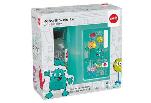 EMSA Geschenkset Kindertrinkflasche Kids Tritan Monster und Varabolo Brotdose