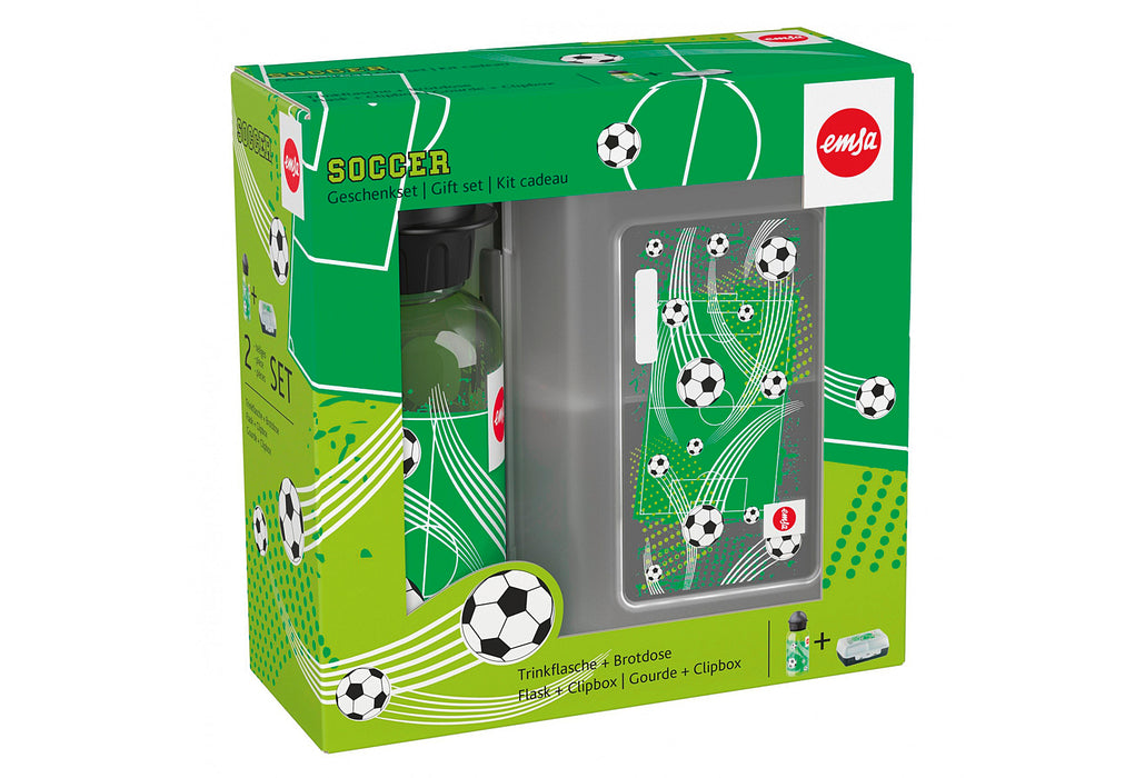 EMSA Geschenkset Kindertrinkflasche Kids Tritan Soccer und Varabolo Brotdose