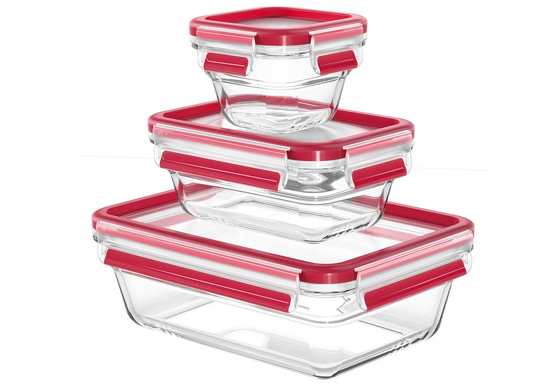 EMSA Frischhaltedosenset Clip & Close Glas 0,18l/0,45l/1,3l 3teilig